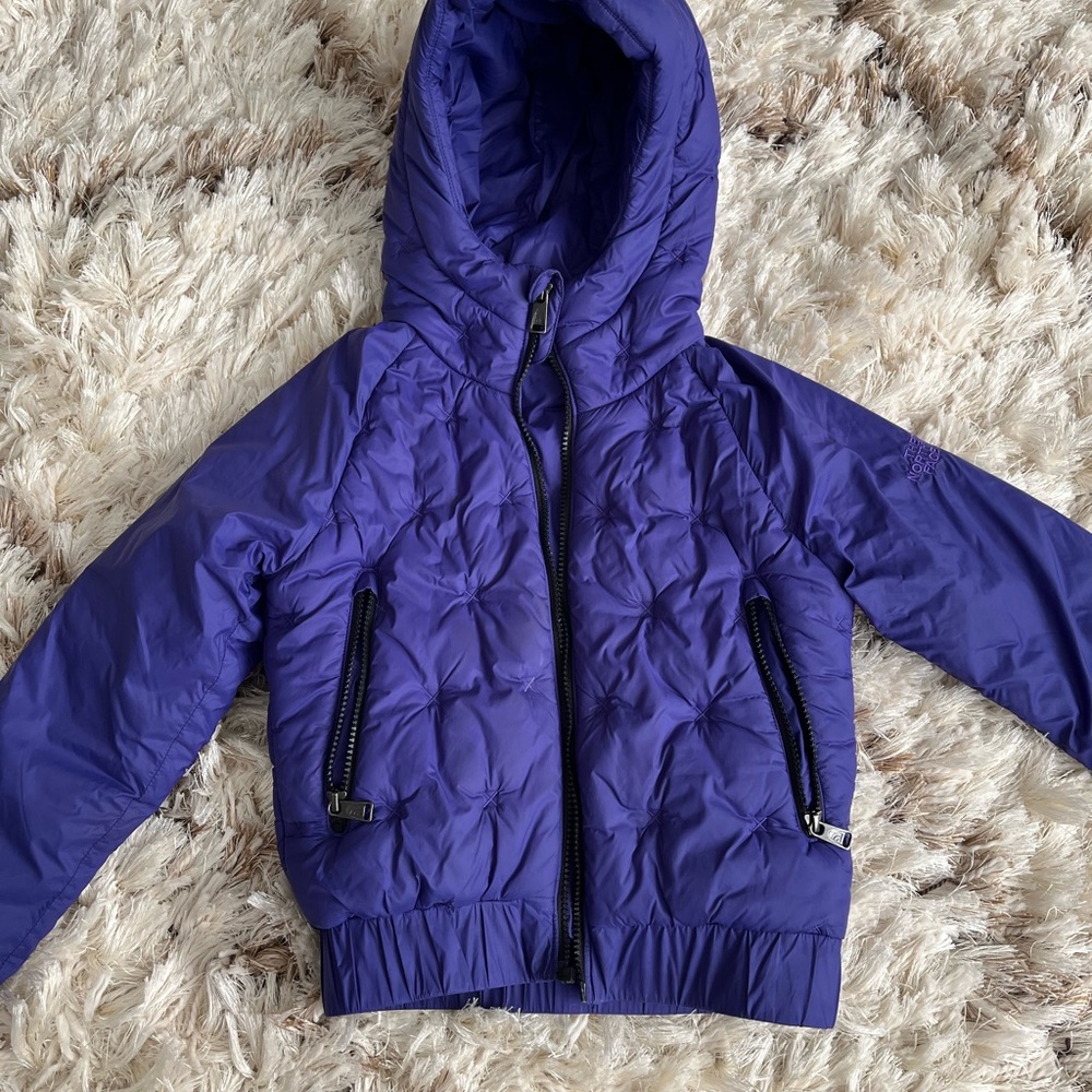 The North Face Purple Puffer Jacket with Hood